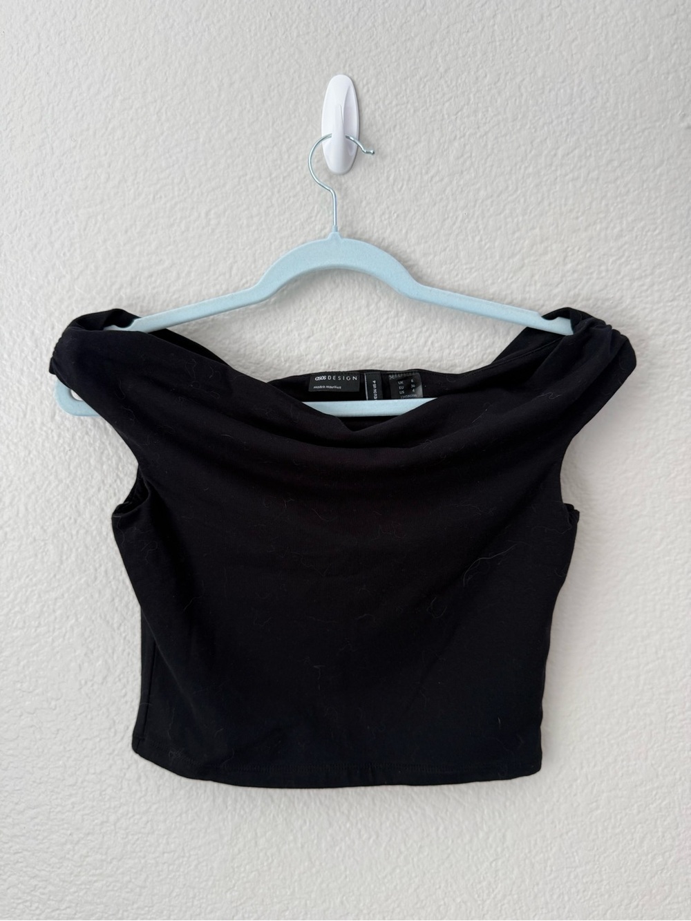 Asos Cropped Off Shoulder Top in Black
